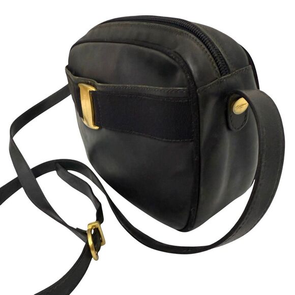 Salvatore Ferragamo Black Leather Authentic Gold Plaque Logo Leather Crossbody V - Picture 13 of 13